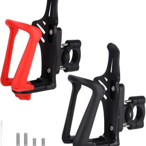 2-delige bidonhouder voor fiets, bekerhouder voor motor, kunststof, met 360° draaibare beugel, geschikt voor fietsframe en stuur, geschikt voor mountainbike, scooter, rolstoel, motor, kinderwagen