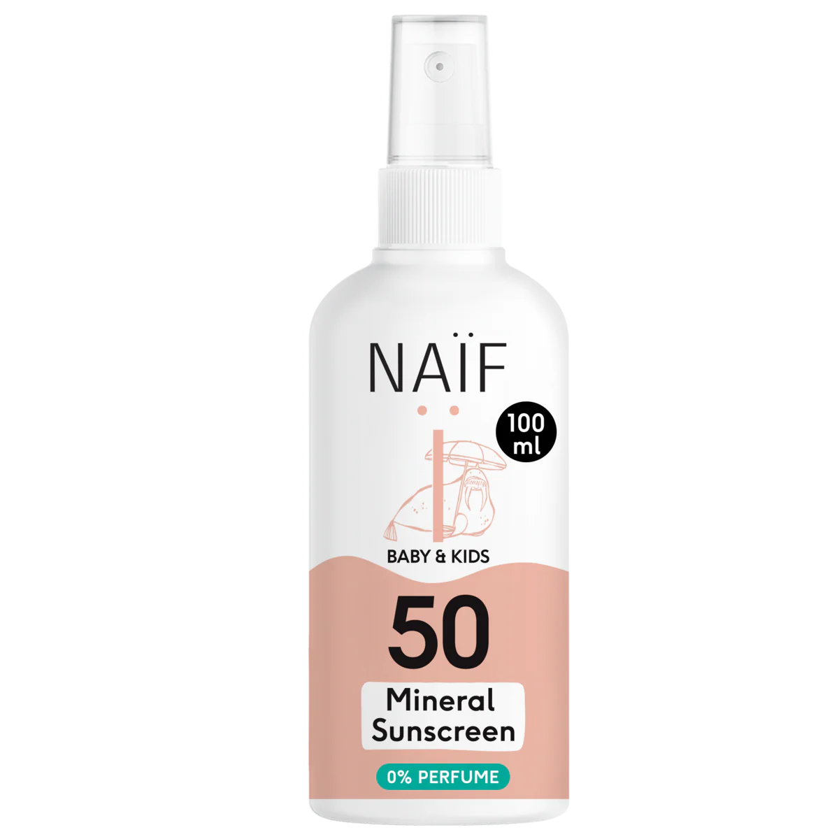 Naïf Minerale Zonnebrandspray 0% parfum voor Baby & Kids Factor 50 100ML - Afbeelding 2